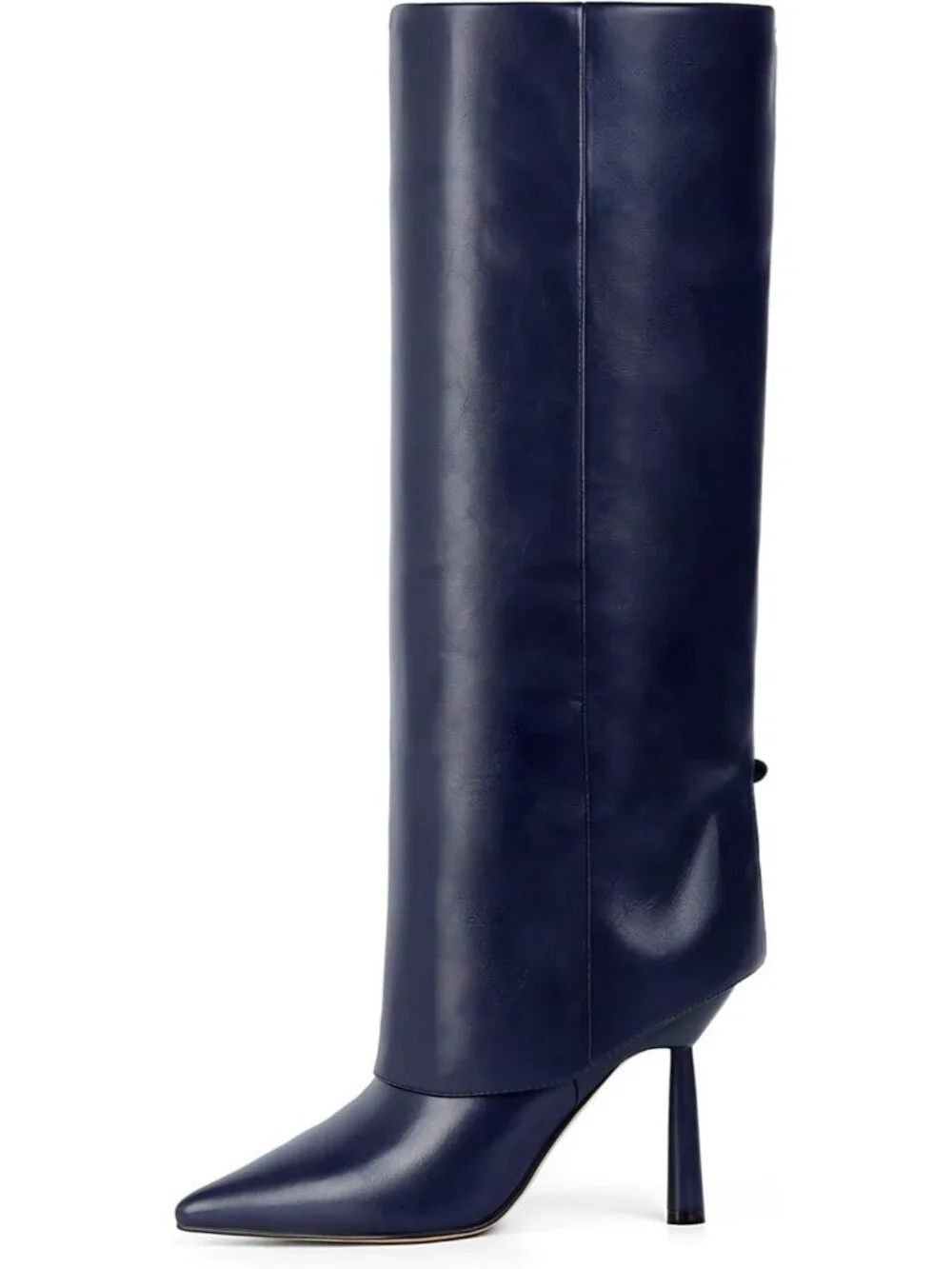 Women's A-Blue Over Knee High Boots Pointed Toe Stiletto Heel Shark Boots